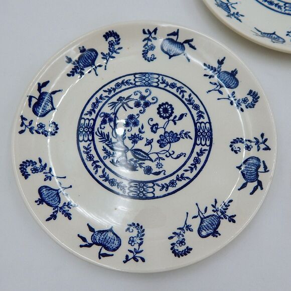 Blue Onion Pattern Bread & Butter Plates 6 Inch Unmarked Scio Pottery Lot of 5 - Picture 4 of 9